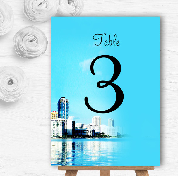 Miami Florida Personalised Wedding Table Number Name Cards