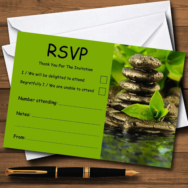 Green Spa Day RSVP Cards