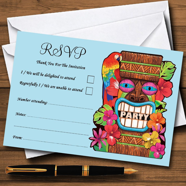 Aqua Tropical Luau Hawaiian RSVP Cards