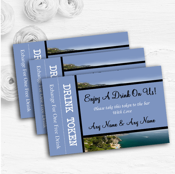 Sorrento Italy Abroad Personalised Wedding Bar Free Drink Tokens