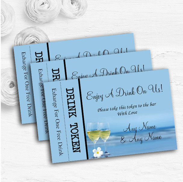 Wine On The Beach Personalised Wedding Bar Free Drink Tokens