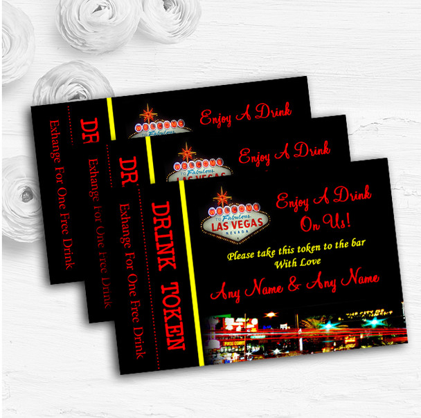 Las Vegas Strip Personalised Wedding Bar Free Drink Tokens