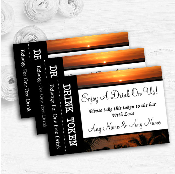 Florida Sunset Personalised Wedding Bar Free Drink Tokens