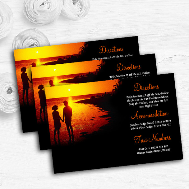 Couple On The Beach At Sunset Jetting Off Abroad Wedding Guest Information Cards