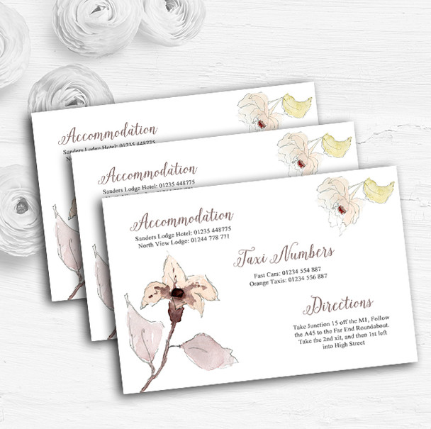 Beautiful Peach Watercolour Flowers Personalised Wedding Guest Information Cards