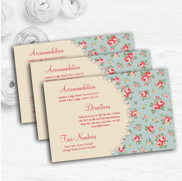 Floral Shabby Chic Inspired Vintage Personalised Wedding Guest Information Cards