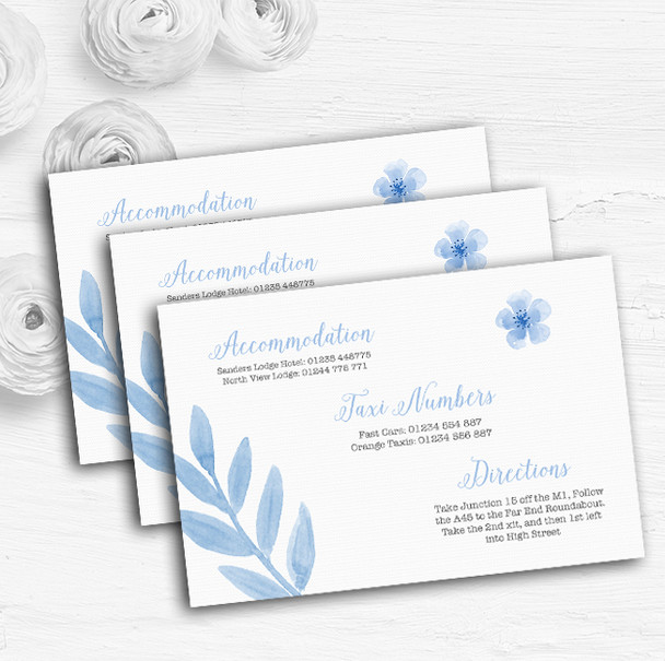 Watercolour Subtle Powder Baby Blue Personalised Wedding Guest Information Cards