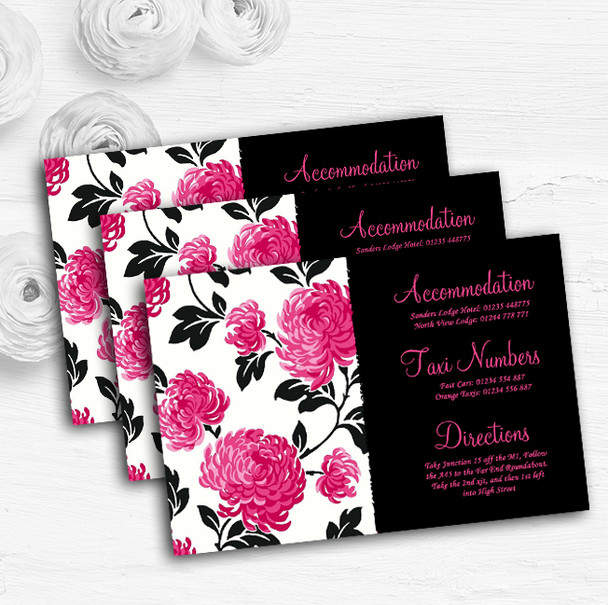 Beautiful Pink Black And White Floral Vintage Wedding Guest Information Cards