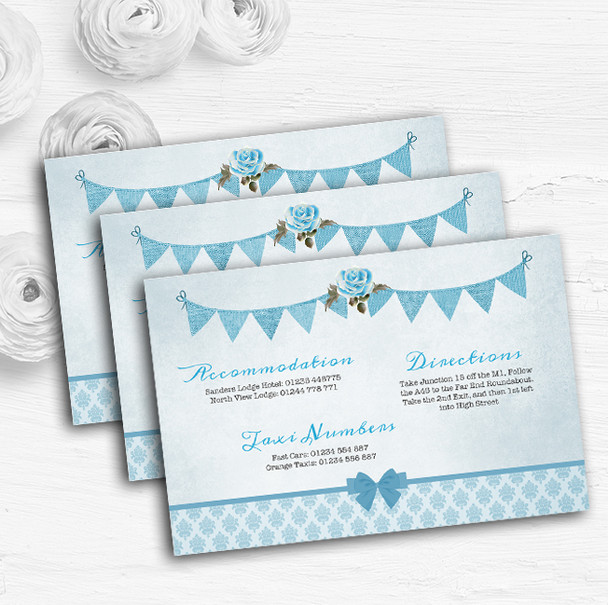 Vintage Rustic Style Bunting Powder Baby Blue Wedding Guest Information Cards