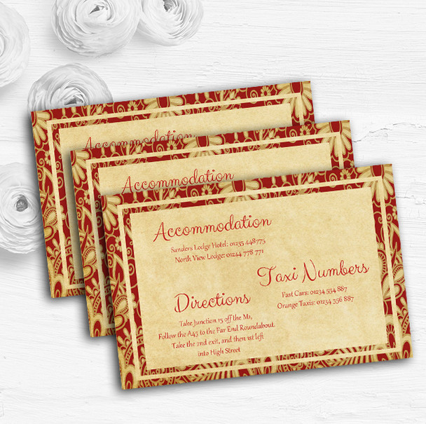 Vintage Royal Red Postcard Style Personalised Wedding Guest Information Cards
