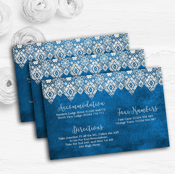 Vintage Blue Old Paper & Vintage Lace Effect Wedding Guest Information Cards