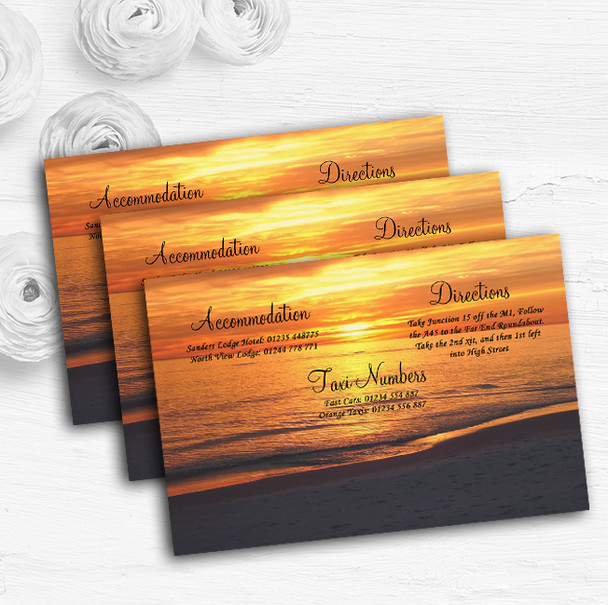 Beach At Sunset Romantic Abroad Personalised Wedding Guest Information Cards