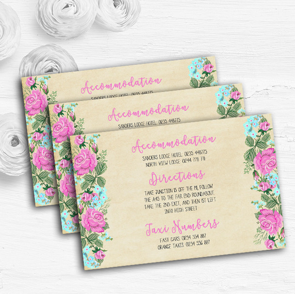 Vintage Pink & Blue Watercolour Personalised Wedding Guest Information Cards