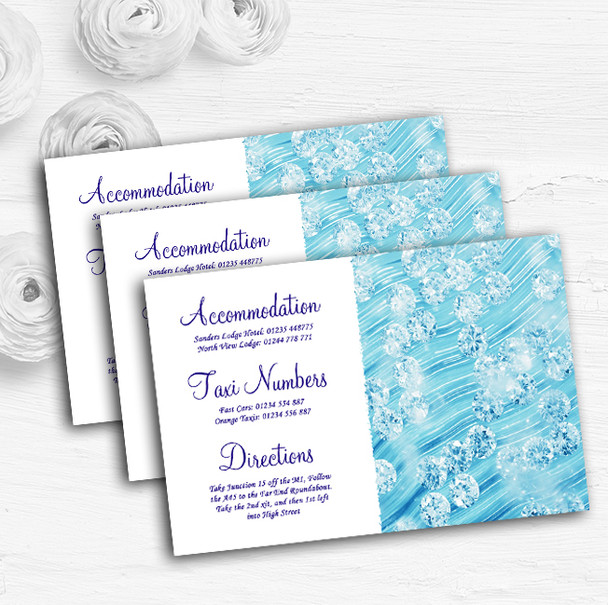 Pale Baby Blue Crystals Pretty Personalised Wedding Guest Information Cards