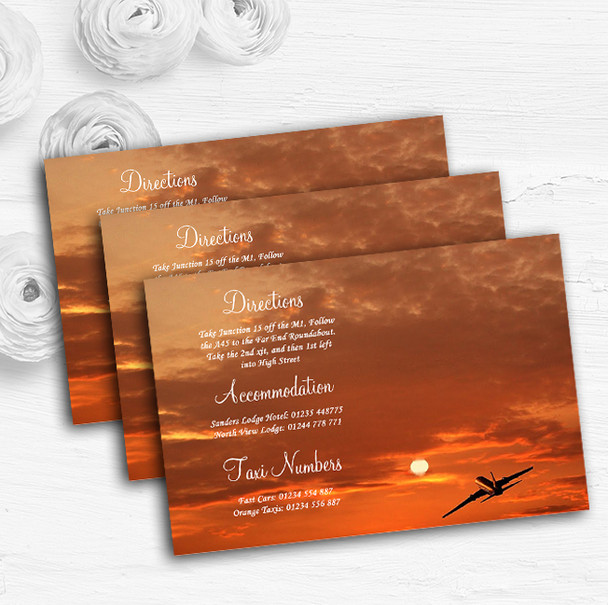 Plane In The Sky Sunset Jetting Off Abroad Wedding Guest Information Cards