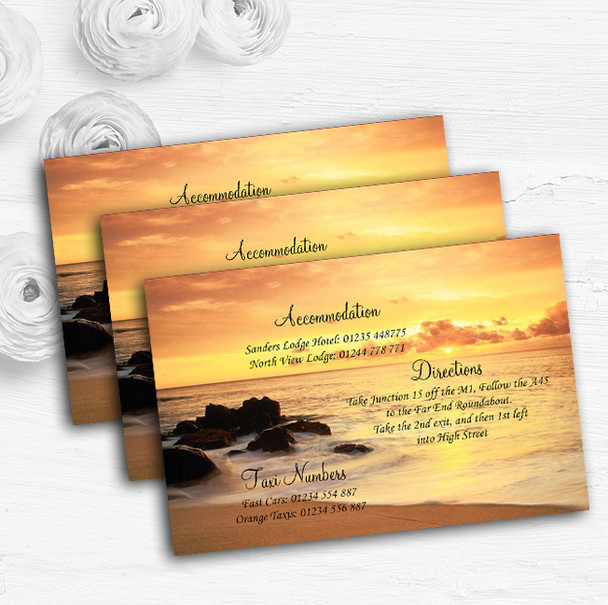 Beautiful Sunset Beach Abroad Personalised Wedding Guest Information Cards