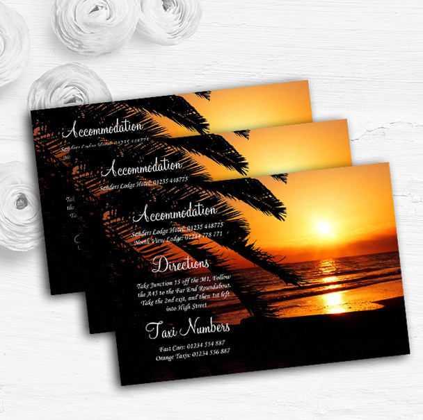 Gorgeous Florida Sunset Beach Personalised Wedding Guest Information Cards