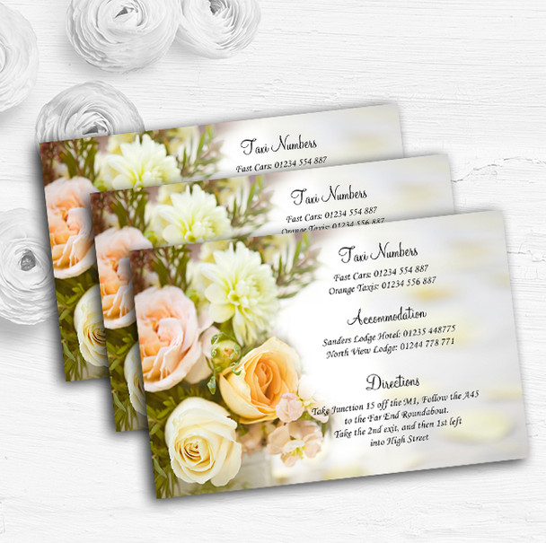 Peach Ivory Cream Rose Garden Personalised Wedding Guest Information Cards