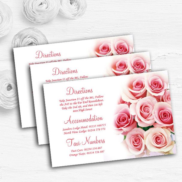 Soft Pastel Pink Gentle Roses Personalised Wedding Guest Information Cards