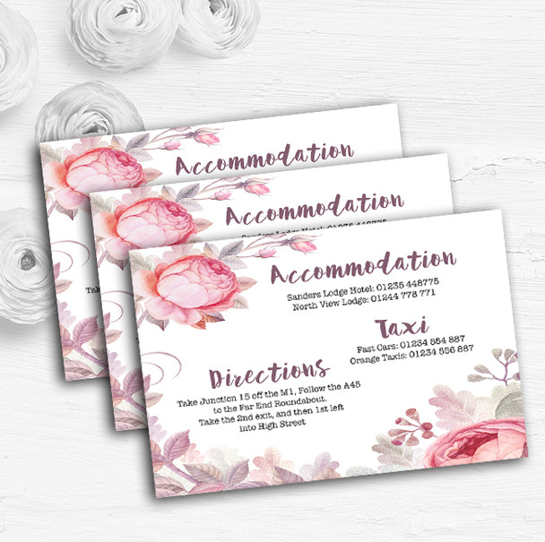 Beautiful Watercolour Floral Personalised Wedding Guest Information Cards