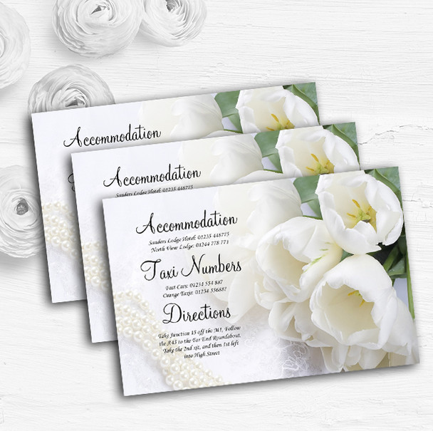 White Rose And Romantic Lace Personalised Wedding Guest Information Cards