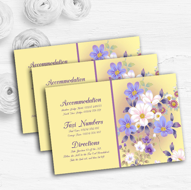 Yellow Lilac Floral Vintage Personalised Wedding Guest Information Cards