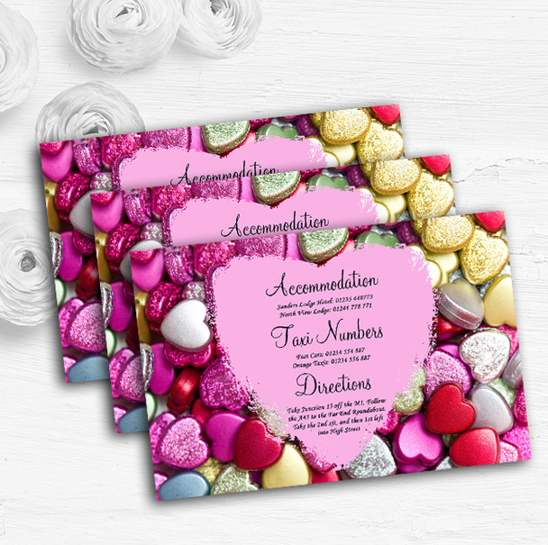 Colourful Cute Love Hearts Personalised Wedding Guest Information Cards