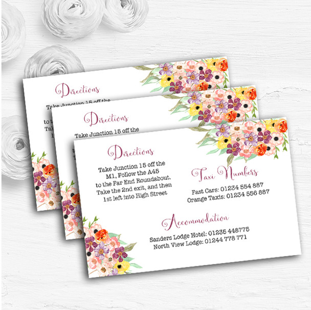 Floral Watercolour Bouquet Personalised Wedding Guest Information Cards