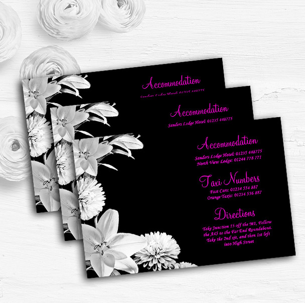Stunning Lily Flowers Black Pink White Wedding Guest Information Cards
