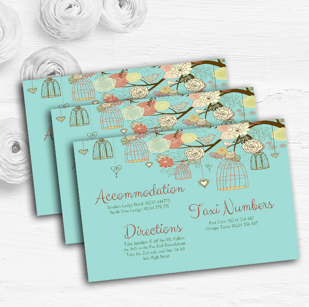 Vintage Shabby Chic Birdcage Turquoise Wedding Guest Information Cards