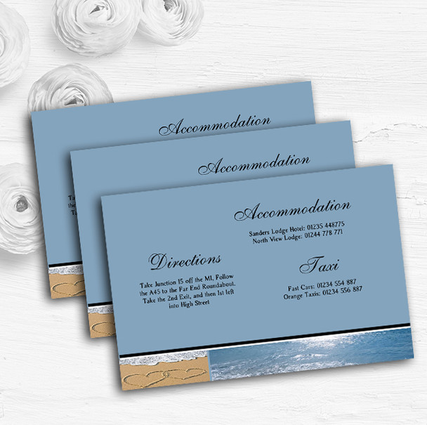 Love Heart Sand Beach Sea Personalised Wedding Guest Information Cards