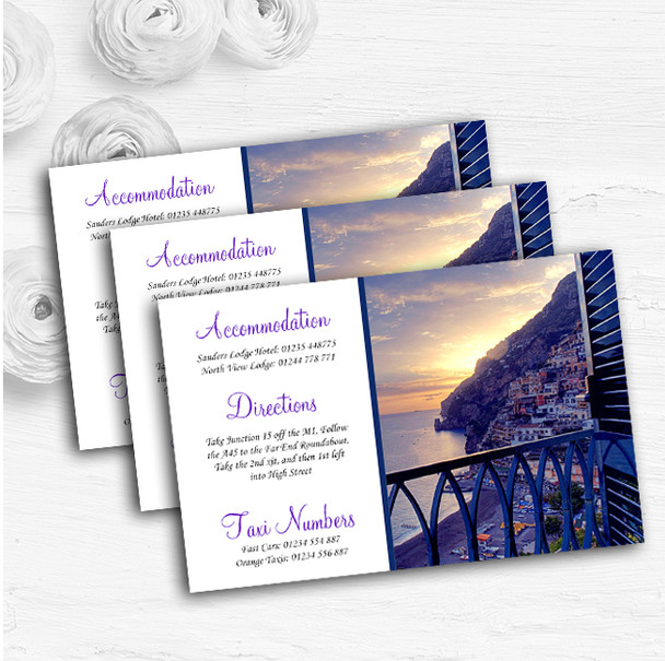 Amalfi Coast Italy Heart Personalised Wedding Guest Information Cards