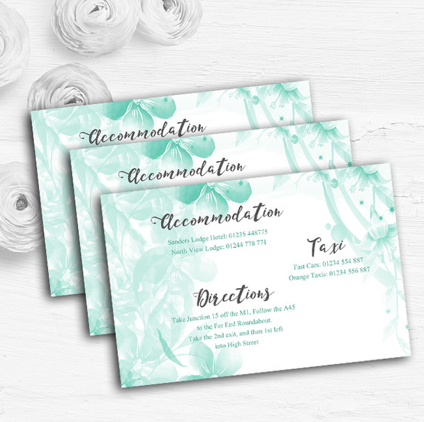 Green Watercolour Floral Personalised Wedding Guest Information Cards