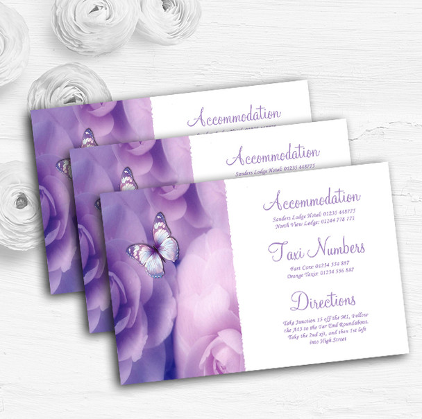 Lilac Lavender Butterfly Personalised Wedding Guest Information Cards
