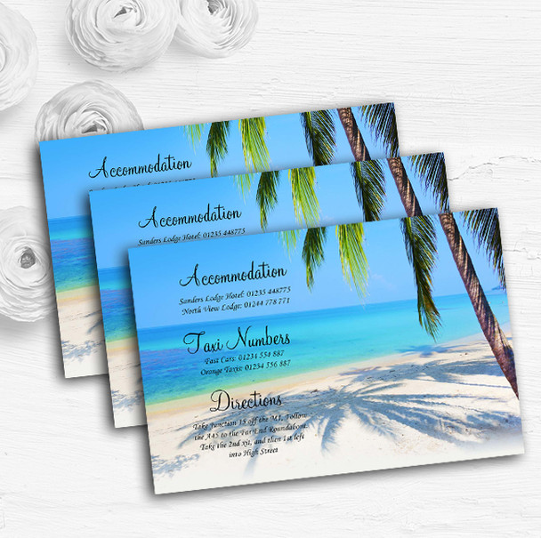 Tropical Beach Palm Tree Personalised Wedding Guest Information Cards