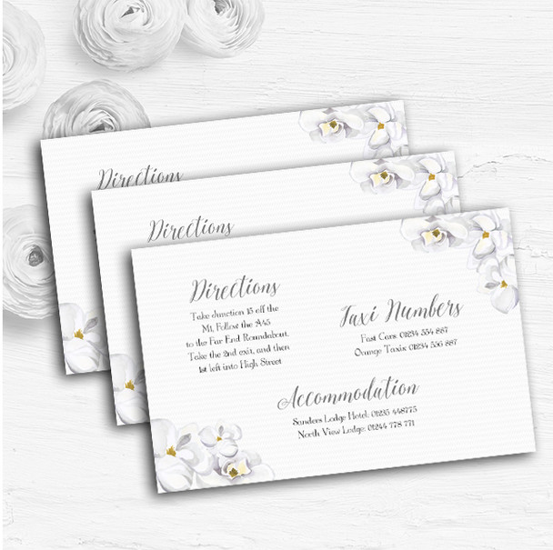 Stunning White Watercolour Magnolias Wedding Guest Information Cards
