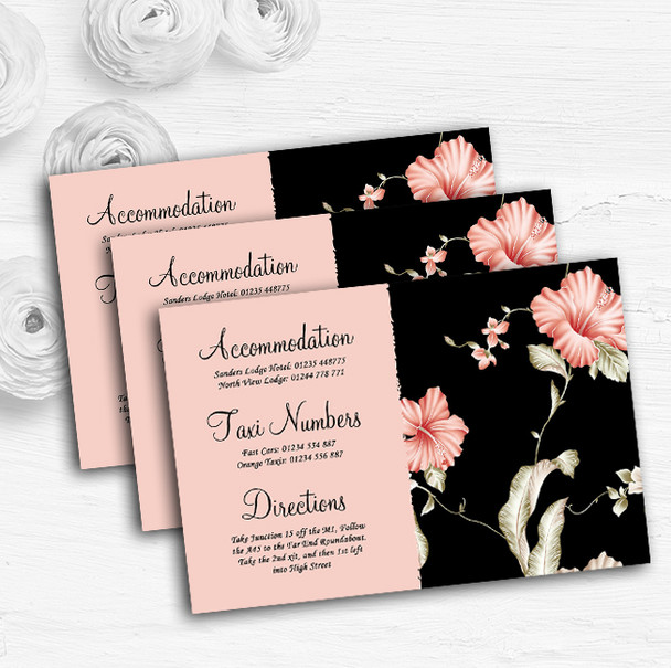 Vintage Black, Coral & Pink Stunning Wedding Guest Information Cards