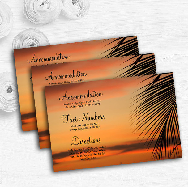 Palm Tree Sunset Abroad Personalised Wedding Guest Information Cards