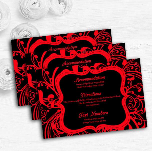 Black & Red Swirl Deco Personalised Wedding Guest Information Cards