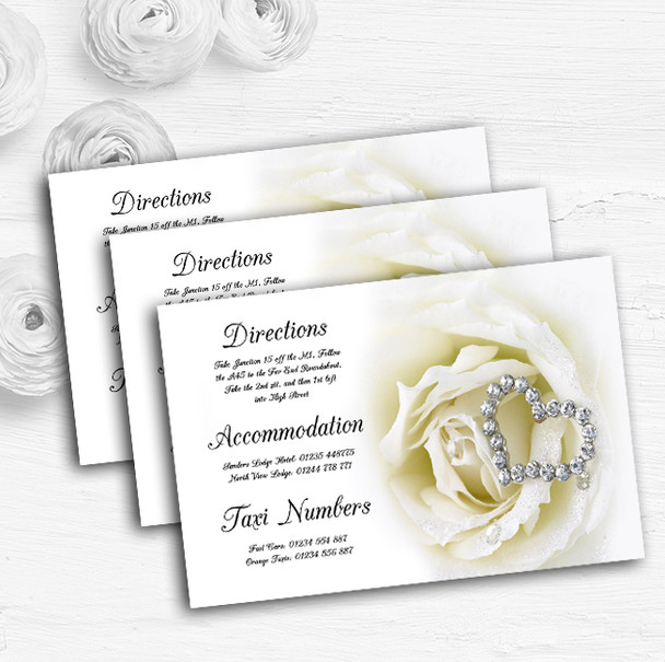 Cream Ivory Rose Heart Personalised Wedding Guest Information Cards