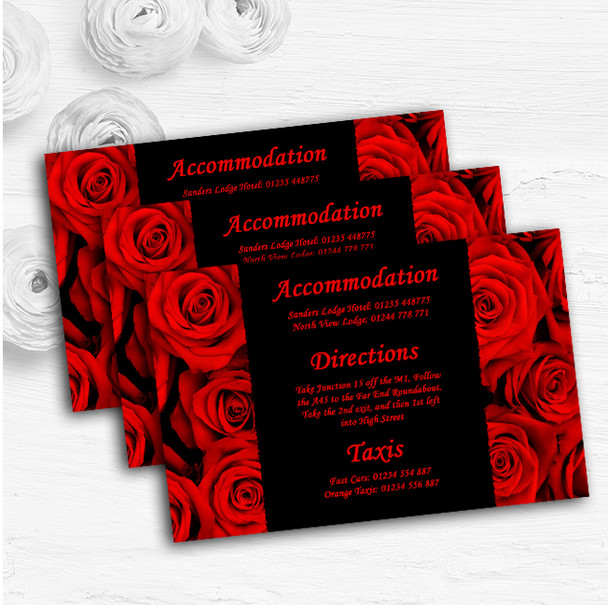 Gorgeous Deep Red Rose Personalised Wedding Guest Information Cards