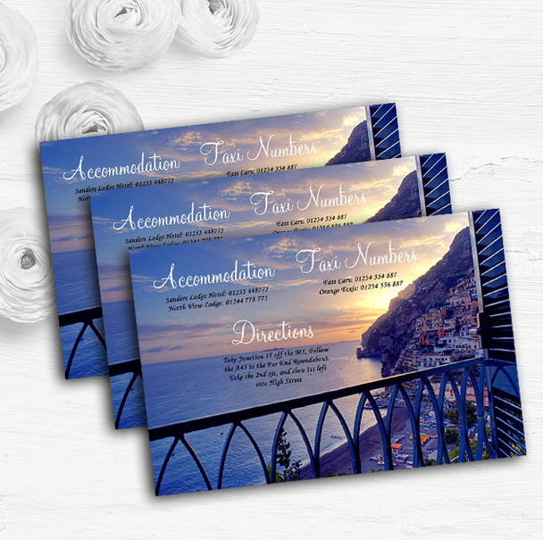 The Amalfi Coast Italy Personalised Wedding Guest Information Cards
