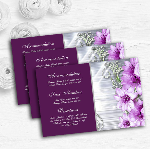 Purple Heart Flowers Personalised Wedding Guest Information Cards