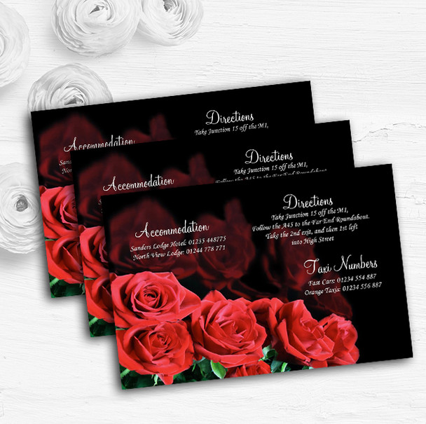 Black And Red Roses Personalised Wedding Guest Information Cards