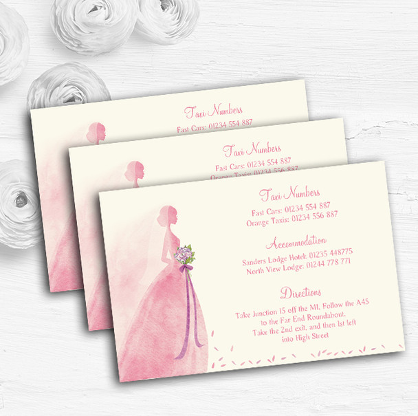 Pink Classic Bride Personalised Wedding Guest Information Cards