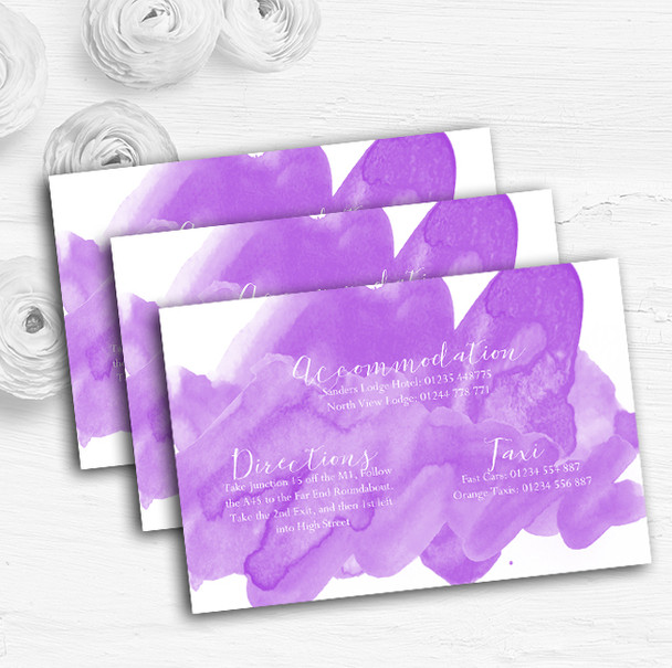 Purple Watercolour Personalised Wedding Guest Information Cards