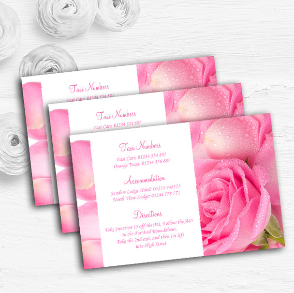 Pink Rose Petals Personalised Wedding Guest Information Cards