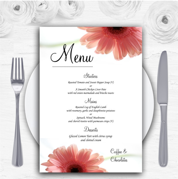 Stunning Classy & Subtle Pink Flower Personalised Wedding Menu Cards