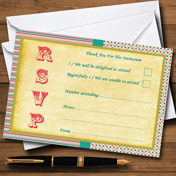 Vintage Carnival Old Style Circus Stripes RSVP Cards