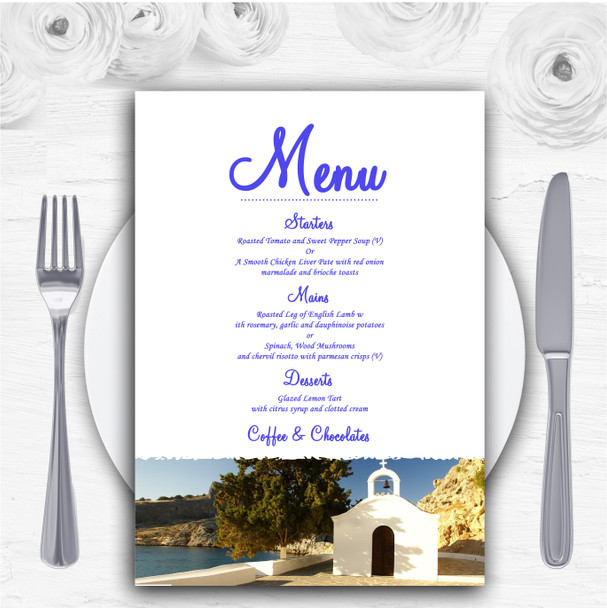 St Pauls Lindos Rhodes Personalised Wedding Menu Cards